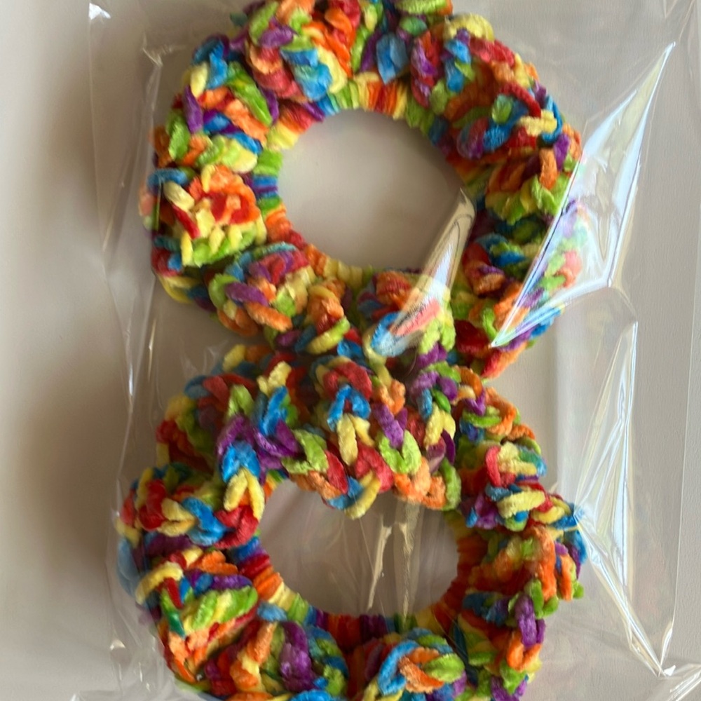 Handmade Crochet Rainbow Hair Scrunchies Set of 2 - Picture 5 of 6